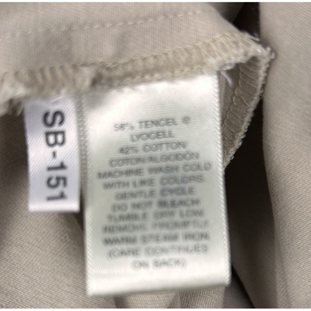 Susan Bristol Maxi Dress Khaki Denim Small Shift Pockets Minimalist Neutral - Picture 10 of 10